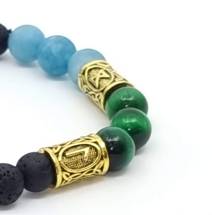 Bracelet with Jade runes and cat's eye