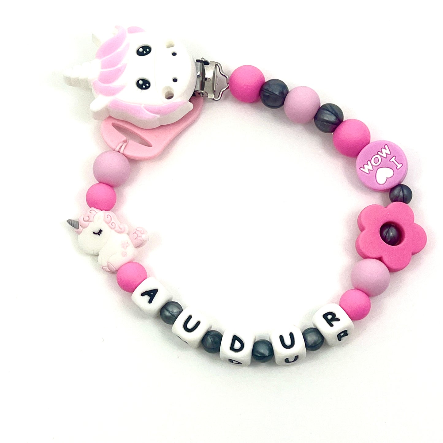 Personalized pacifier clip