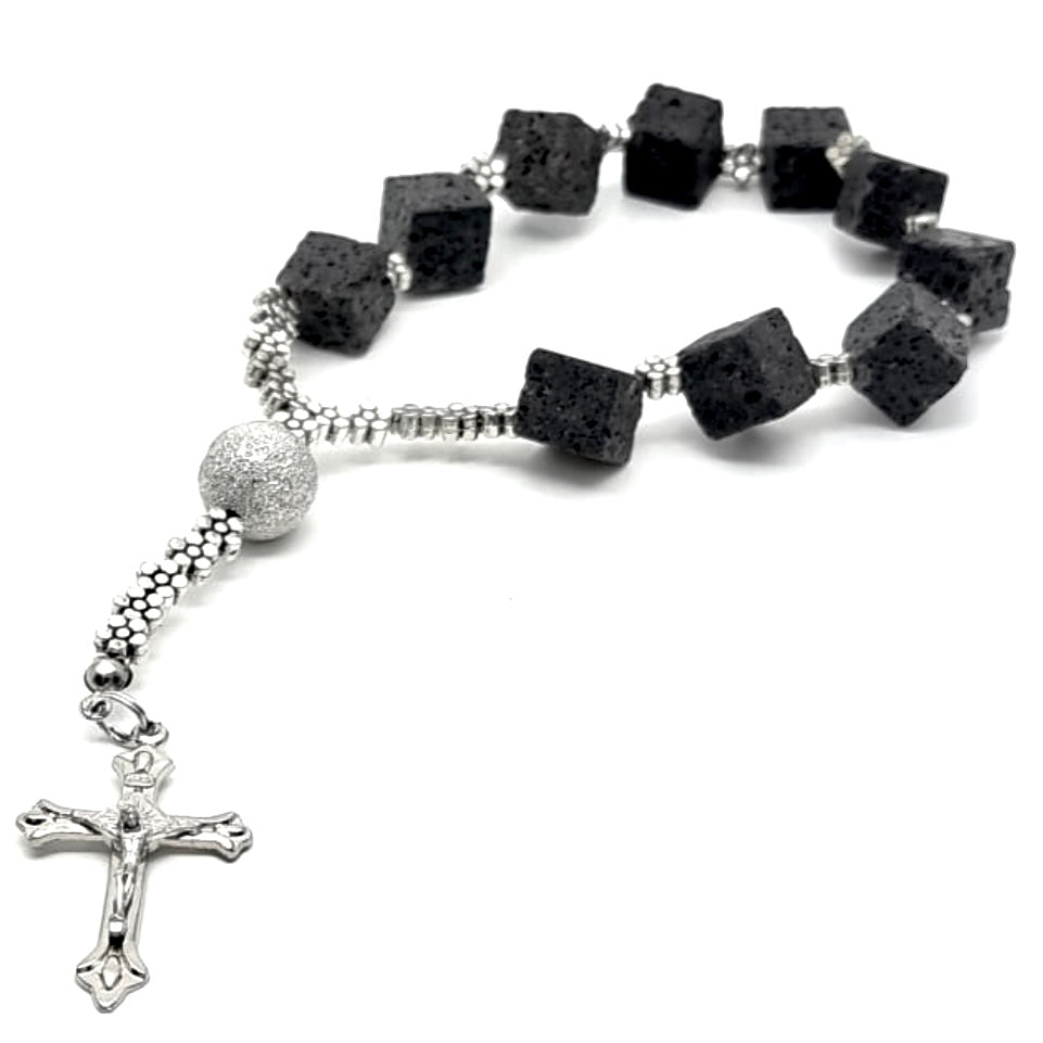Car Rosary Silvers Flowers