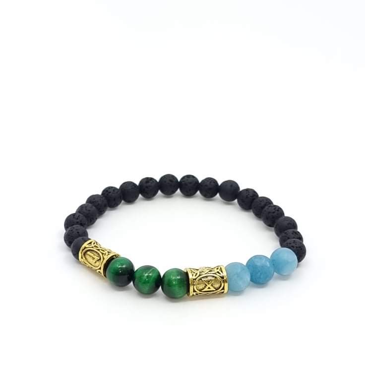 Bracelet with Jade runes and cat's eye